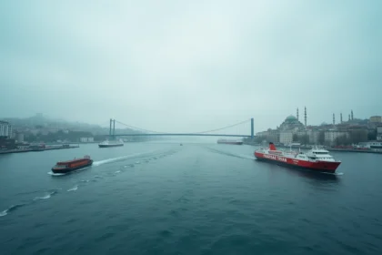 Vue panoramique du Bosphore à Istanbul séparant l'Europe et l'Asie, symbole de la position géographique ambivalente de la Turquie