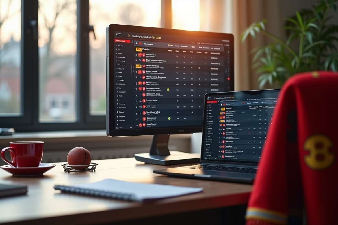 Espace de travail d'un analyste football avec classement RCS RC Lens
