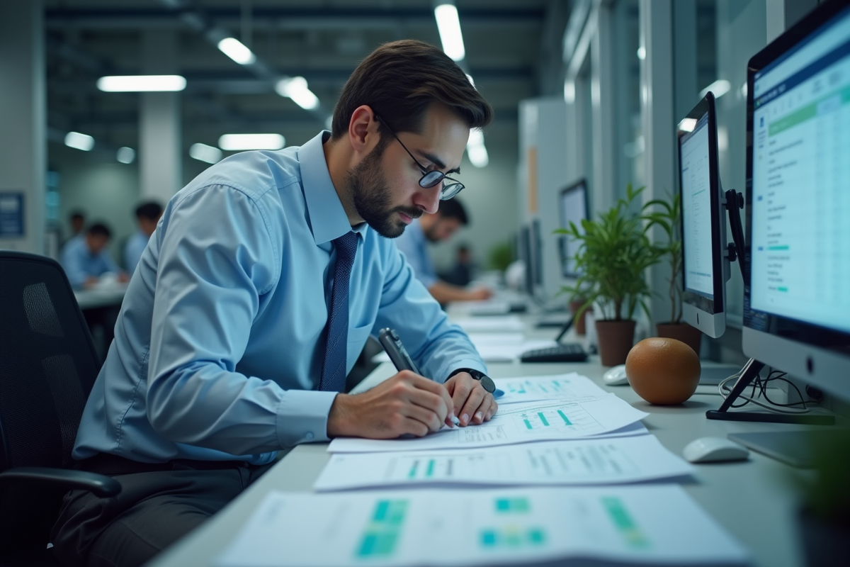 Professionnel en contrôle qualité au bureau pour l