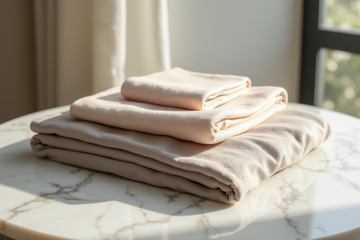 Fabrics luxueux en soie cachemire et lin élégamment présentés