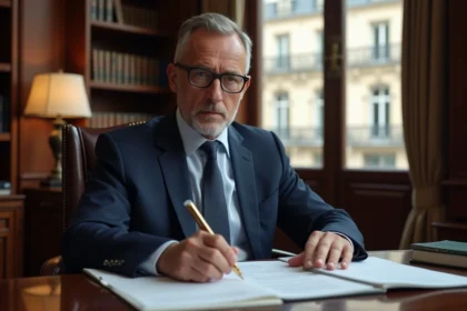 Fonctionnaire français en costume dans un bureau élégant