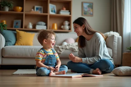 Garçon de trois ans raconte une histoire drôle à sa mère