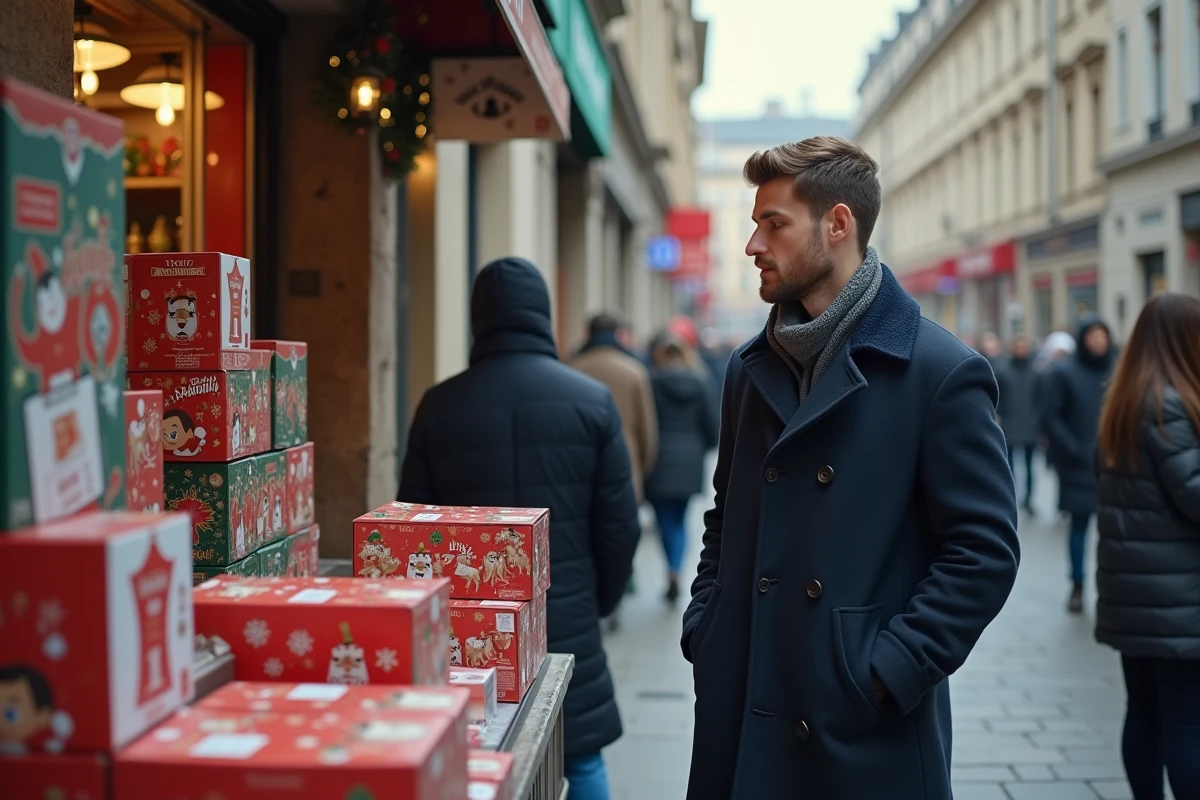 Jeune homme regardant des calendriers de l
