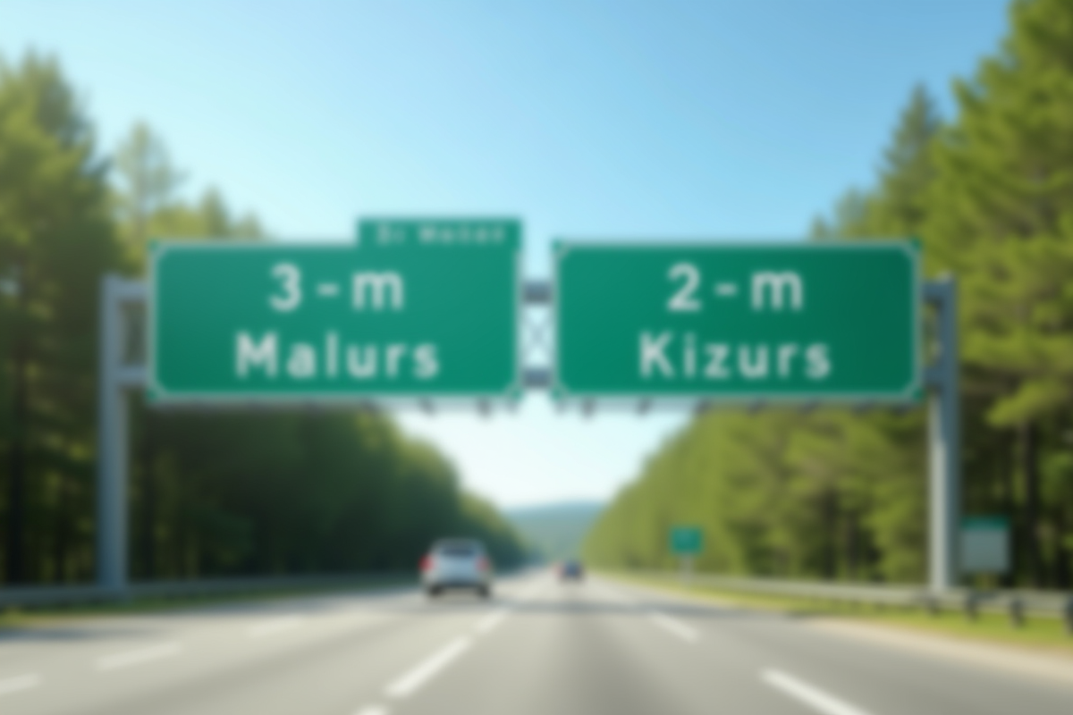 Panneau routier vert affichant miles et kilomètres en plein air